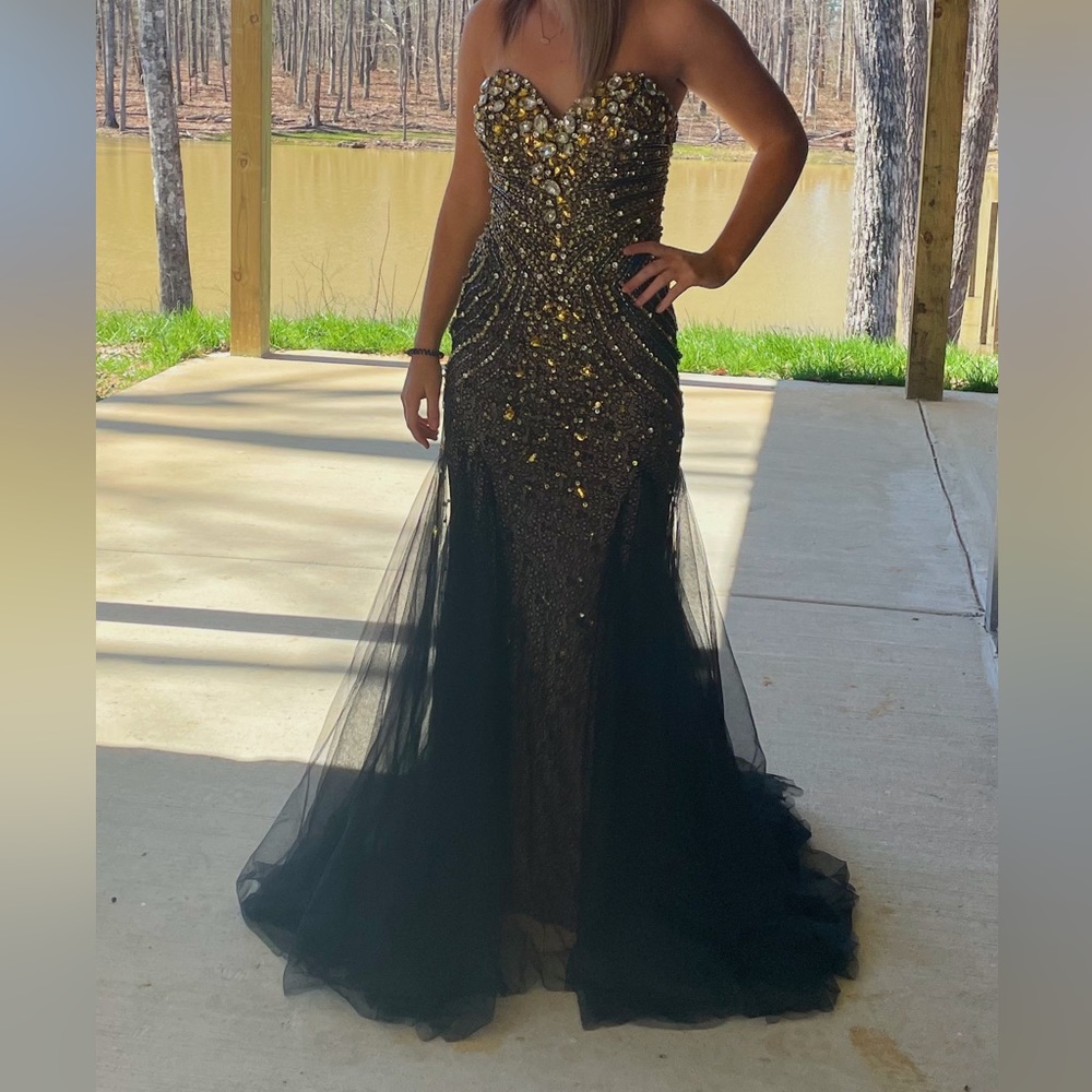 Jovani Black and Gold Dress